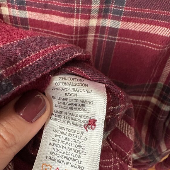 Wolverine Women's Flannel Button Down Shirt - Medium, Burgundy/Maroon - Picture 6 of 6